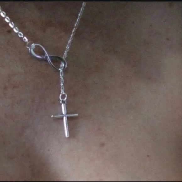 Cross Infinity Necklace.  Silver. - Picture 3 of 3